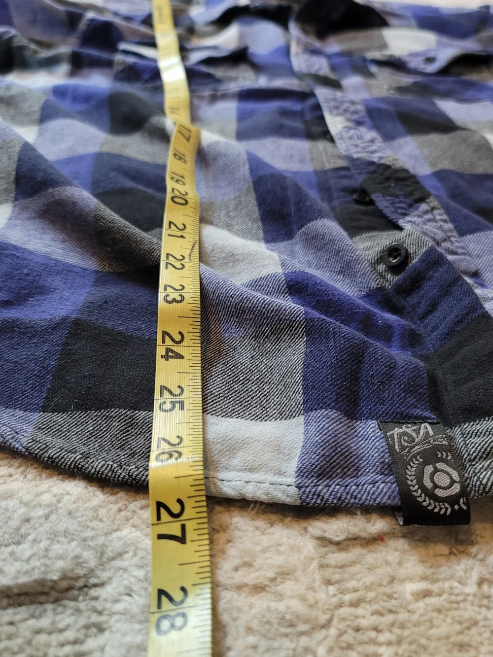TSA Long Sleeve Plaid Button Down Flannel Shirt Blue Black Men's Size  L